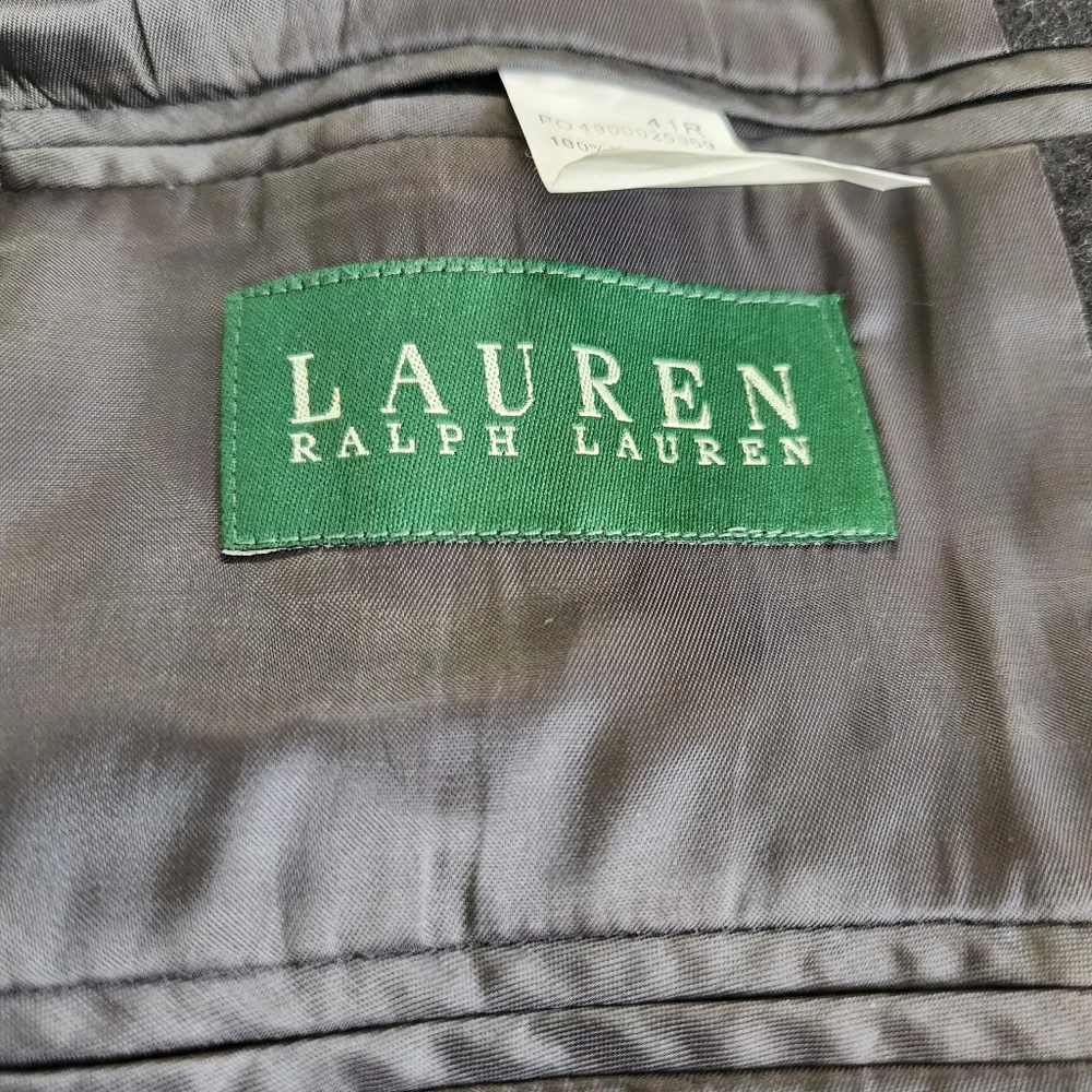 Lauren Ralph Lauren 100% Wool Dark Gray Lined Suit Jacket Sport Coat Size 41R